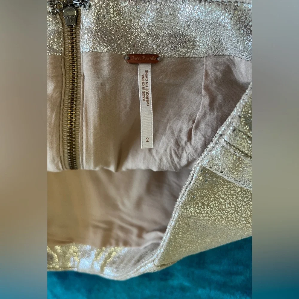 Free People Metallic Rose Gold Suede Mini Skirt - Picture 9 of 15